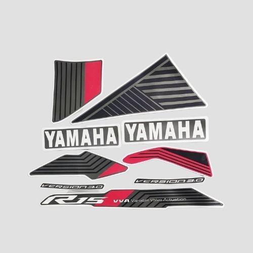 High Performance Stckr Set R15 V3 Grey Tank for Yamaha Two-wheelers