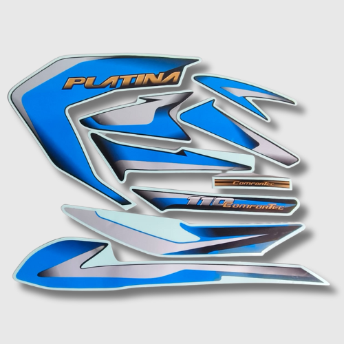 Stckr Set for Bajaj Platina 110 Comfortec T3 Black/Blue, high-quality graphics for a fresh, sporty look.