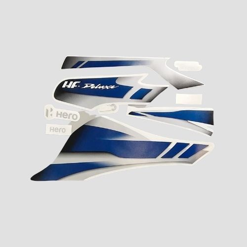 Durable Stckr Set HFDLX BS6 Blk/Blue for Hero Two-wheelers