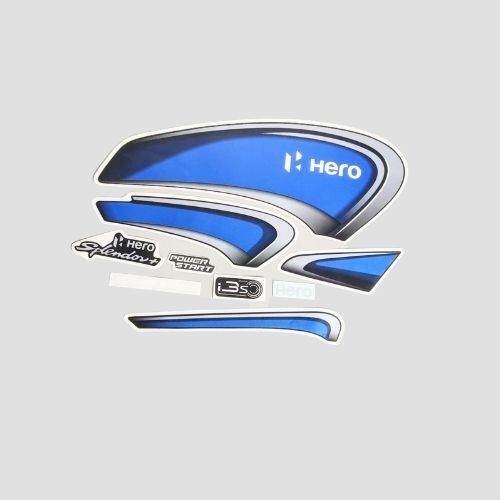 Durable Stckr Set Splendor Plus BS6 E20 Blk/Blue for Hero Two-wheelers