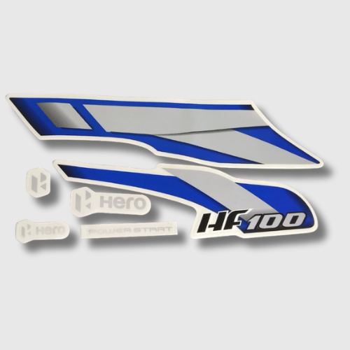 Black and Blue Sticker Set for Hero HF100, durable vinyl graphics for a refreshed and stylish look.