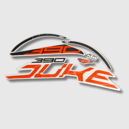White Tank Sticker Set for KTM Duke 390 T1 โ high-performance graphics with durable vinyl and race-ready styling.