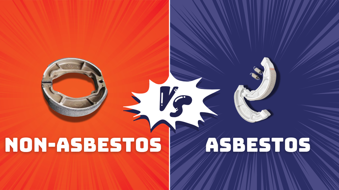 Comparison of asbestos and non-asbestos brake shoes, highlighting eco-friendly and safety benefits of non-asbestos materials for modern vehicles.