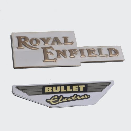 Best Selling Tank Monogram Royal Enfield S.O.4 For Bullet Electra [Gold] for Royal Enfield Two-wheelers