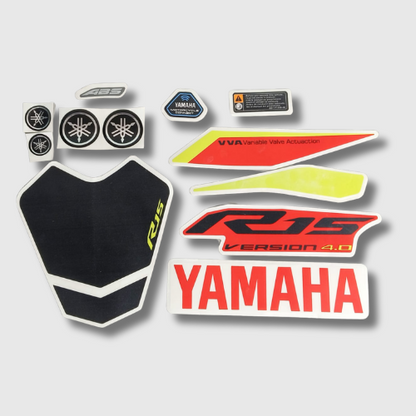 Stckr Set for Yamaha R15 V4 ABS Red Tank, durable and stylish graphics for a bold look.