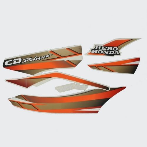 Durable Stckr Set CD-Deluxe T4 [Red Tank-Orng] for Hero Two-wheelers