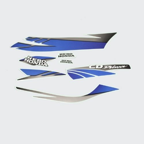 Enhanced Quality Stckr Set CD-Deluxe N/M [Slvr Tank-Blue] for Hero Two-wheelers