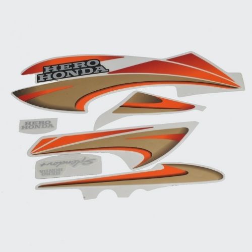 Genuine Stckr Set Splendor Plus N/M [Red Tank-Orng] for Hero Two-wheelers