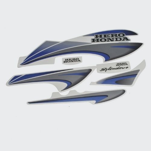 Enhanced Quality Stckr Set Splendor Plus N/M [Slvr Tank-Blue] for Hero Two-wheelers