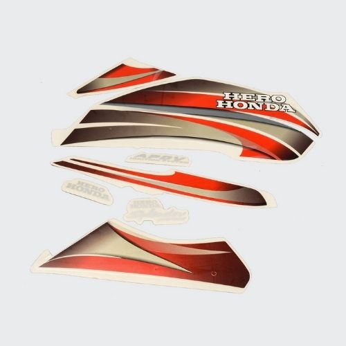 Durable Stckr Set Splendor Pro [Maroon Tank-Red] for Hero Two-wheelers