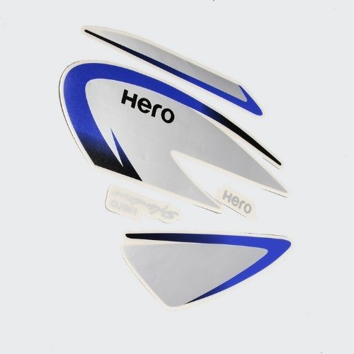 Durable Stckr Set Hero Splendor Plus [Blk Tank-Blue] for Hero Two-wheelers