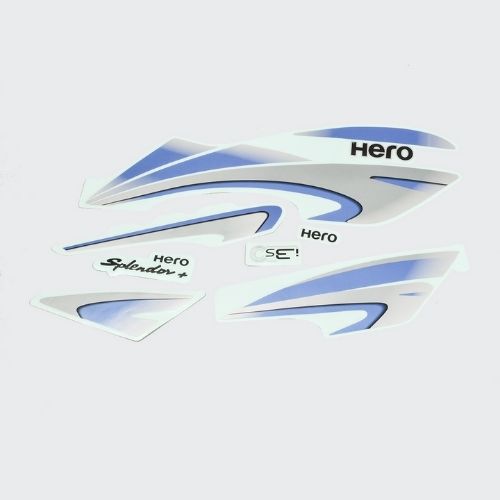 Reliable Stckr Set Hero Splendor Plus N/M [Slvr Tank-Blue] for Hero Two-wheelers