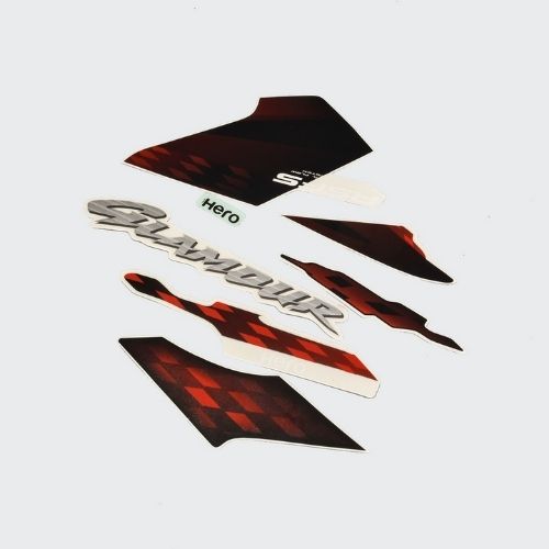 Genuine Stckr Set Hero Glamour T5 [Blk Tank-Red] for Hero Two-wheelers