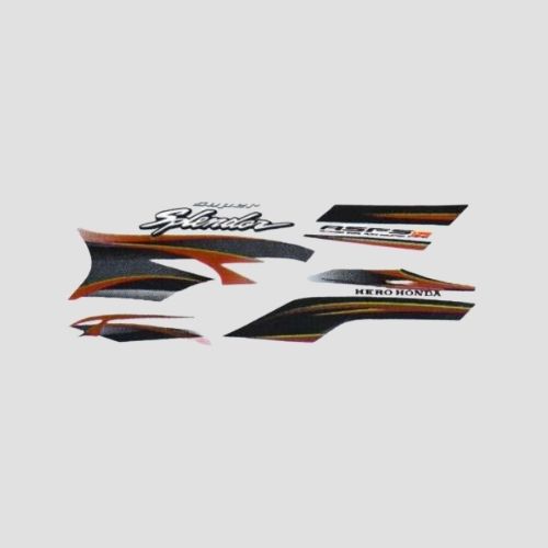 Durable Stckr Set Super Splendor T4 [Slvr Tank] for Hero Two-wheelers