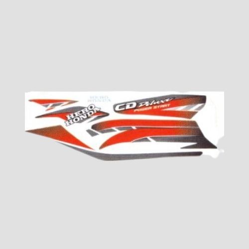 Genuine Stckr Set CD-Deluxe T3 [Slvr Tank-Red] for Hero Two-wheelers