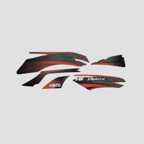 Enhanced Quality Stckr Set Hero HFDLX T2 [Blk Tank-Red] for Hero Two-wheelers