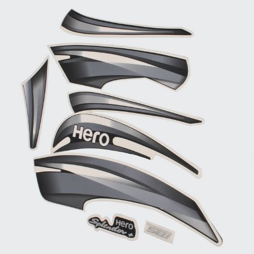 Enhanced Quality Stckr Set Hero Splendor Plus Ibs [2019] [Blk-Grey] for Hero Two-wheelers