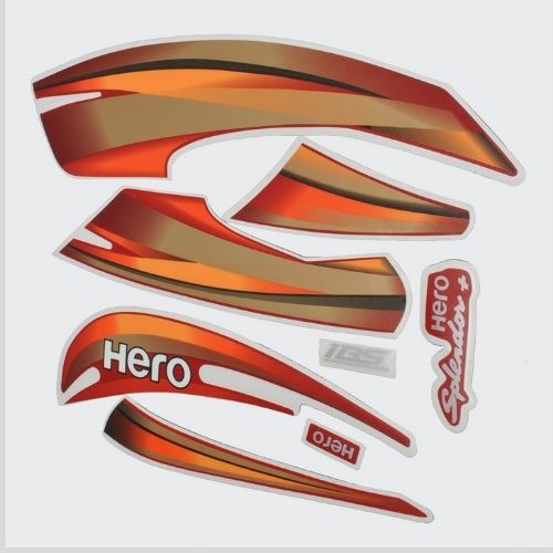Durable Stckr Set Hero Splendor Plus Ibs [2019] [Red Tank] for Hero Two-wheelers