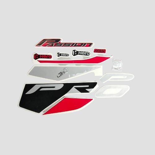 Perfect Replacment Stckr Set Passion Pro BS6 Red for Hero Two-wheelers