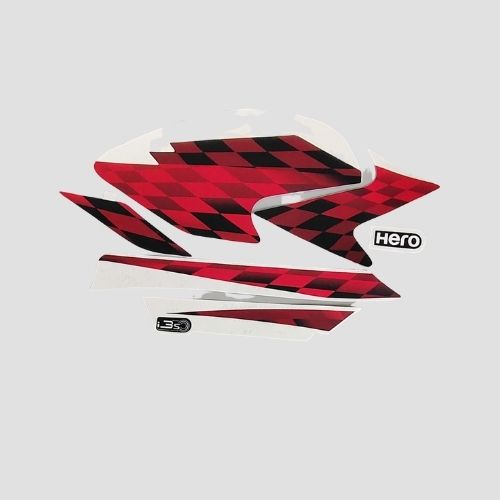 Perfect Replacment Stckr Set Glamour T9 Blk/Red for Hero Two-wheelers