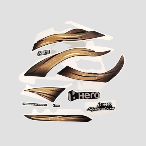 Enhanced Quality Stckr Set Splendor Plus BS6 Limited Edition Blk/Golden for Hero Two-wheelers