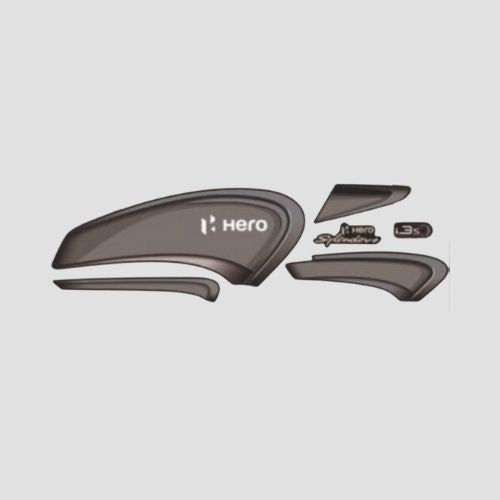 High Performance Stckr Set Splendor Plus BS6 E20 Blk/Grey for Hero Two-wheelers