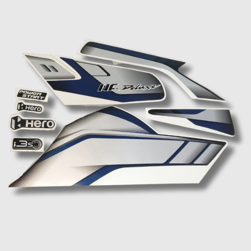 Black and Blue Sticker Set for Hero HF Deluxe E20 (2023), weather-resistant decals for a stylish new look.