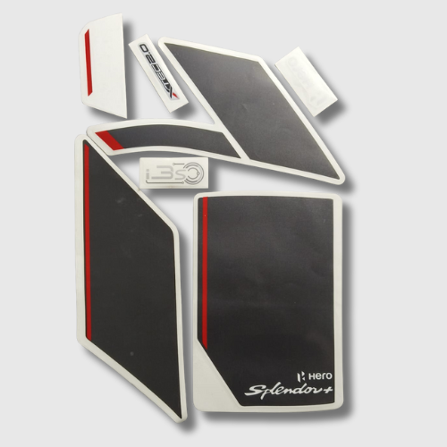 Grey and Black Sticker Set for Hero Splendor Plus Xtec 2.0 – high-quality graphics for a factory-fresh finish.