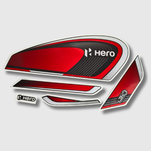 Sticker Set for Hero Splendor Plus BS7 [2025] Black and Red – premium tank and body graphics.