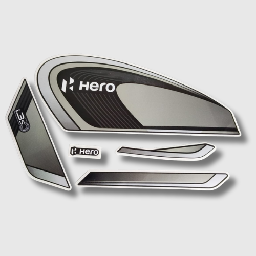 Sticker Set for Hero Splendor Plus BS7 [2025] Black and Red – premium tank and body graphics.