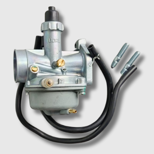 Carburetor for TVS XL100, durable replacement part for enhanced fuel efficiency and performance.