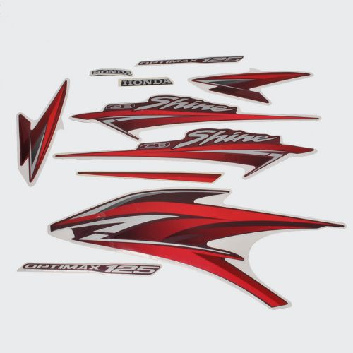 Durable Stckr Set Shine T4 [Red Tank-Red] for Honda Two-wheelers