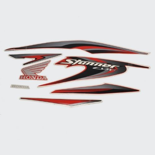 High Performance Stckr Set Stunner T3 [Blk Tank-Red] for Honda Two-wheelers