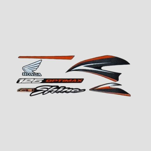 Durable Stckr Set Shine T6 [Blk Tank-Red] for Honda Two-wheelers