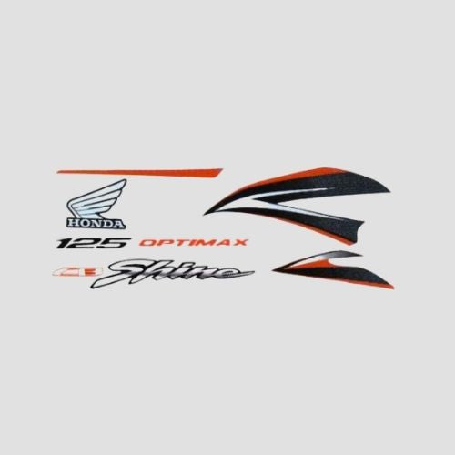Perfect Replacment Stckr Set Shine T6 [Whi Tank-Red] for Honda Two-wheelers