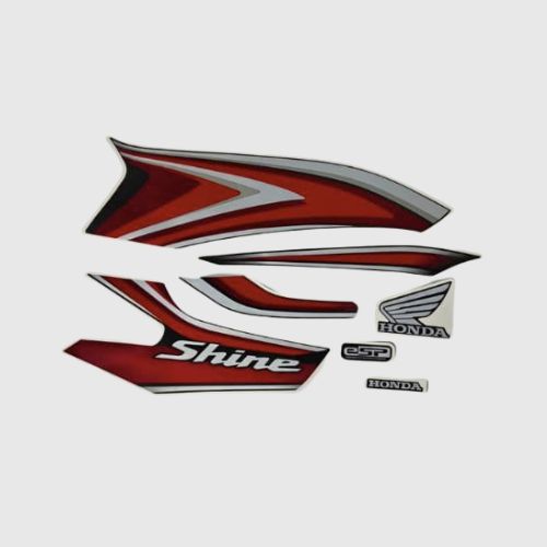 Enhanced Quality Stckr Set Shine 100 E20 Blk/Red for Honda Two-wheelers