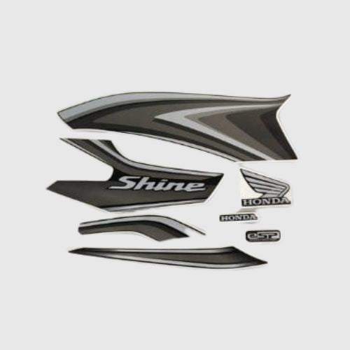 Perfect Replacment Stckr Set Shine 100 E20 Blk/Grey for Honda Two-wheelers