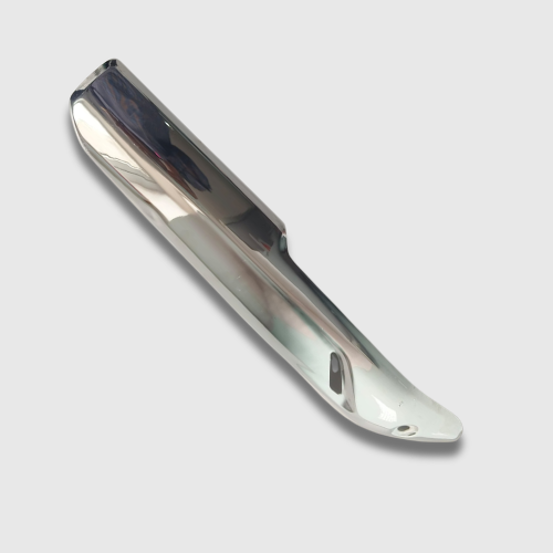 Chrome Silencer Heat Shield for Honda Shine BS6 New Model – durable exhaust cover with OEM-style fitment.