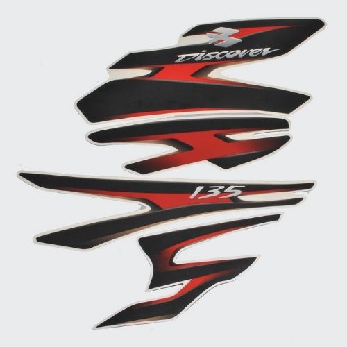 Enhanced Quality Stckr Set Discover 135 [Blk Tank-Red] for Bajaj Two-wheelers