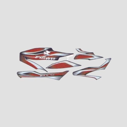 Reliable Stckr Set Discover 100 [Blk Tank-Red] for Bajaj Two-wheelers