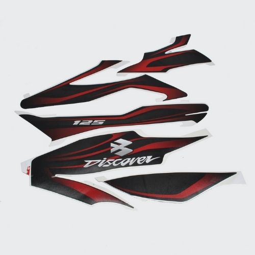 Enhanced Quality Stckr Set Discover 125 [Blk Tank-Red] for Bajaj Two-wheelers