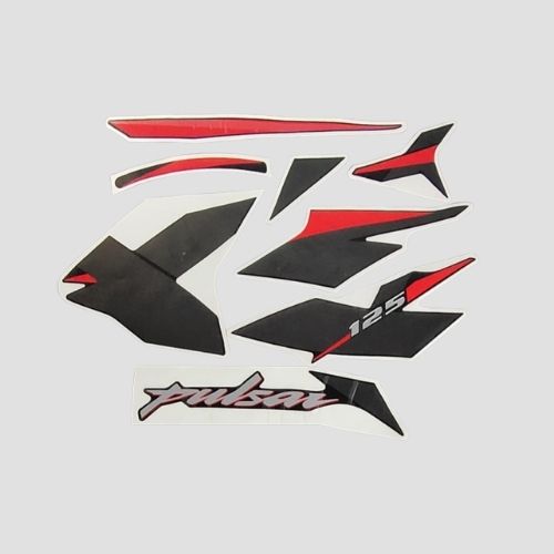 Durable Stckr Set Pulsar 125 BS6 [2021] Blk/Red for Bajaj Two-wheelers