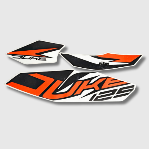 Stckr Set for KTM Duke 125 T1 Black Tank, durable and stylish graphics for a bold look.