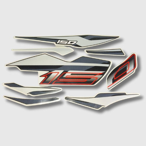 Black and Grey Sticker Set for Bajaj Pulsar 150 Twin Disk [2024] E20, stylish factory-fit decals for a refreshed look.