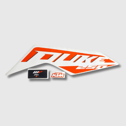 Sticker Set for KTM Duke 250 (2024) White Tank – premium tank graphics for a clean and stylish look.