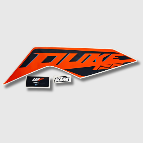 Sticker Set for KTM Duke 125 (2024) Orange Tank – durable and stylish tank graphics.