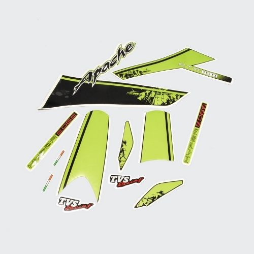 Enhanced Quality Stckr Set RTR160 Hyper T2 [Blk Tank-Grn] for TVS Two-wheelers