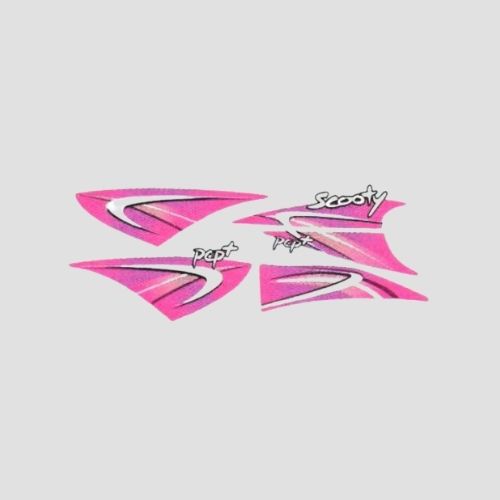 Reliable Stckr Set Pep Plus T2 [Whi Shield-Pink] for TVS Two-wheelers