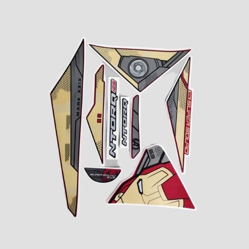 High Performance Stckr Set Ntorq 125 (2020) Super Squad Red Shield [Iron Man] for TVS Two-wheelers