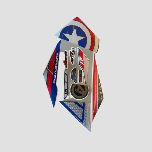 Durable Stckr Set Ntorq 125 [2020] Super Squad Blue Shield [Captain] for TVS Two-wheelers